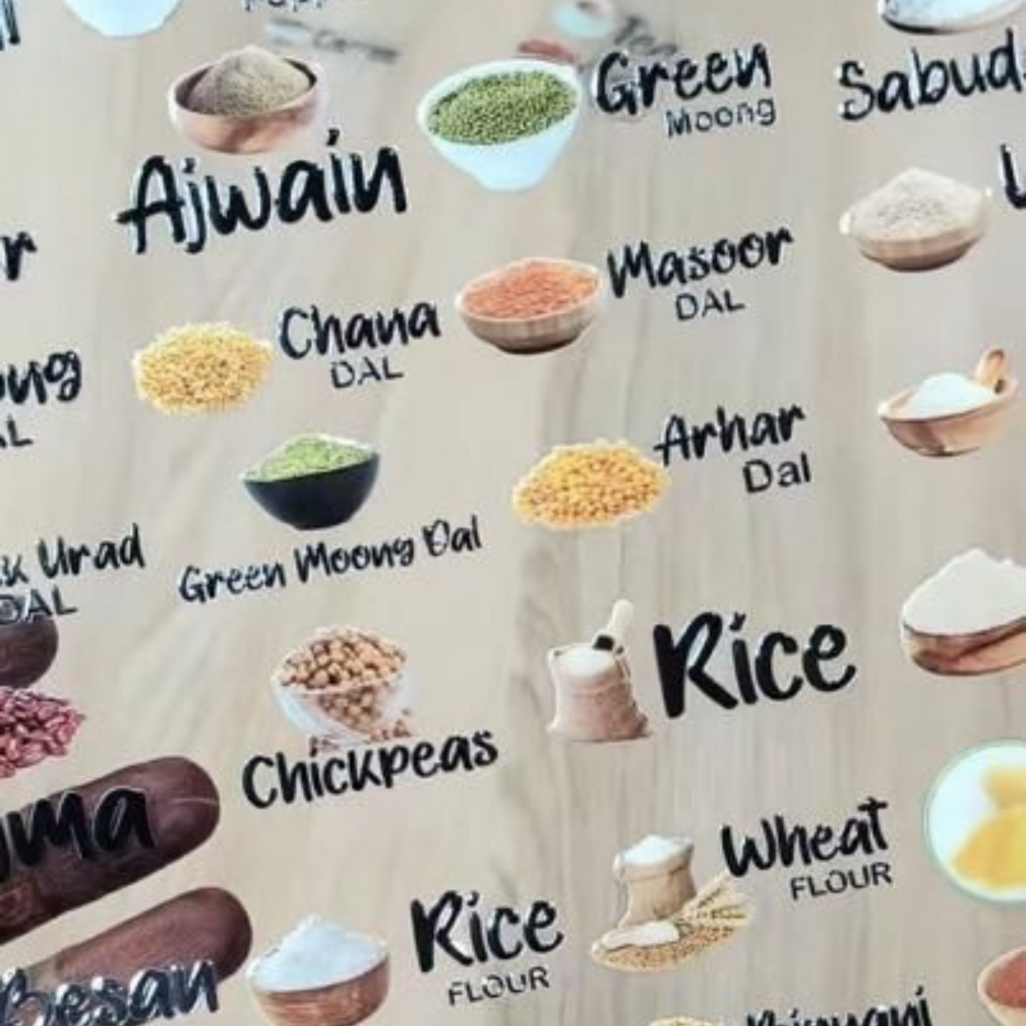 3D Waterproof Kitchen Spice Jar Label Stickers (Pack of 1 - 60 Stickers)