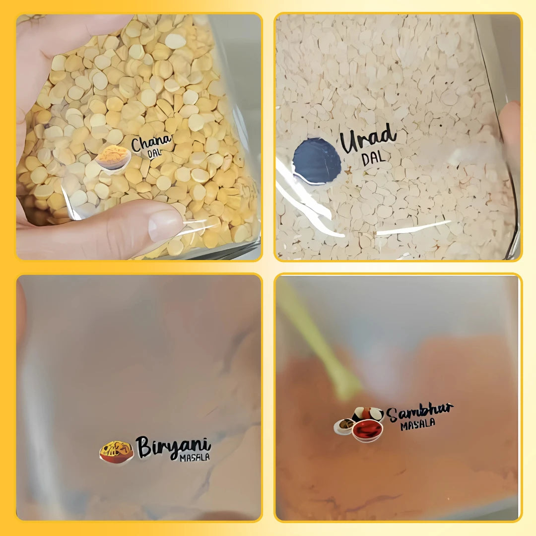3D Waterproof Kitchen Spice Jar Label Stickers (Pack of 1 - 60 Stickers)