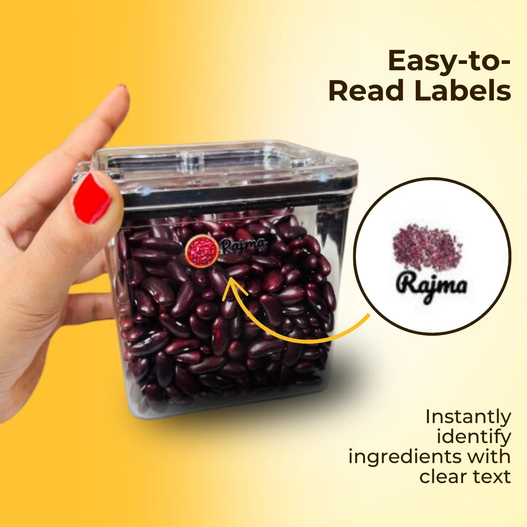 3D Waterproof Kitchen Spice Jar Label Stickers (Pack of 1 - 60 Stickers)